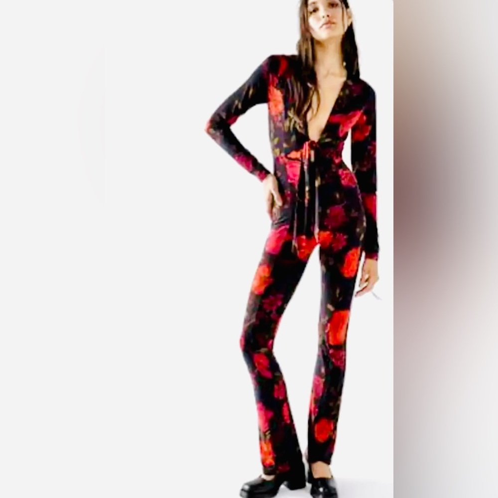 Free People Floral Cat-Suit Jumpsuit